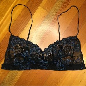 Urban Outfitters Out From Under Ramsey floral sheer glitter lace bralette XL EUC